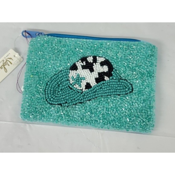 Viola Borghi Accessories - Hand Beaded Cowgirl Hat‎ Coin Purse - Cowboy Western Turquoise Trendy